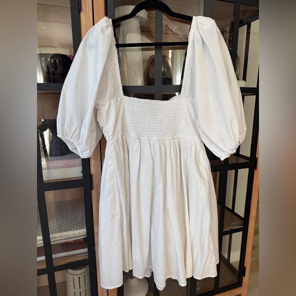 Abercrombie Emerson babydoll mini dress Ruched Puff short Sleeve bride bump - Picture 3 of 9